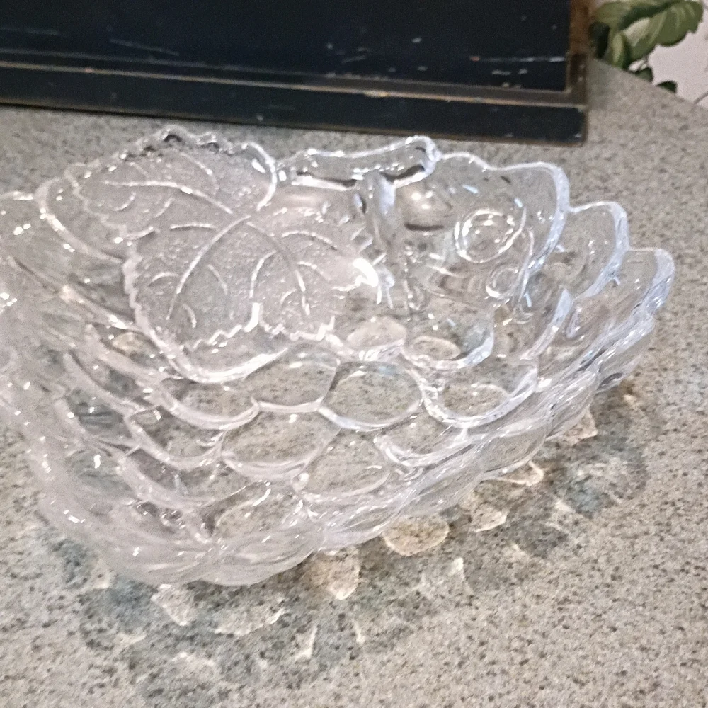 Clear Grape Design Glass Bowl